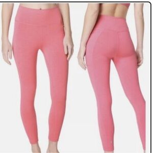 Sweaty Betty Pink High-Waisted Ribbed Leggings w/ Side Pocket Size L